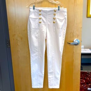 NWT J McLaughlin white jeans gold buttons Sz 14